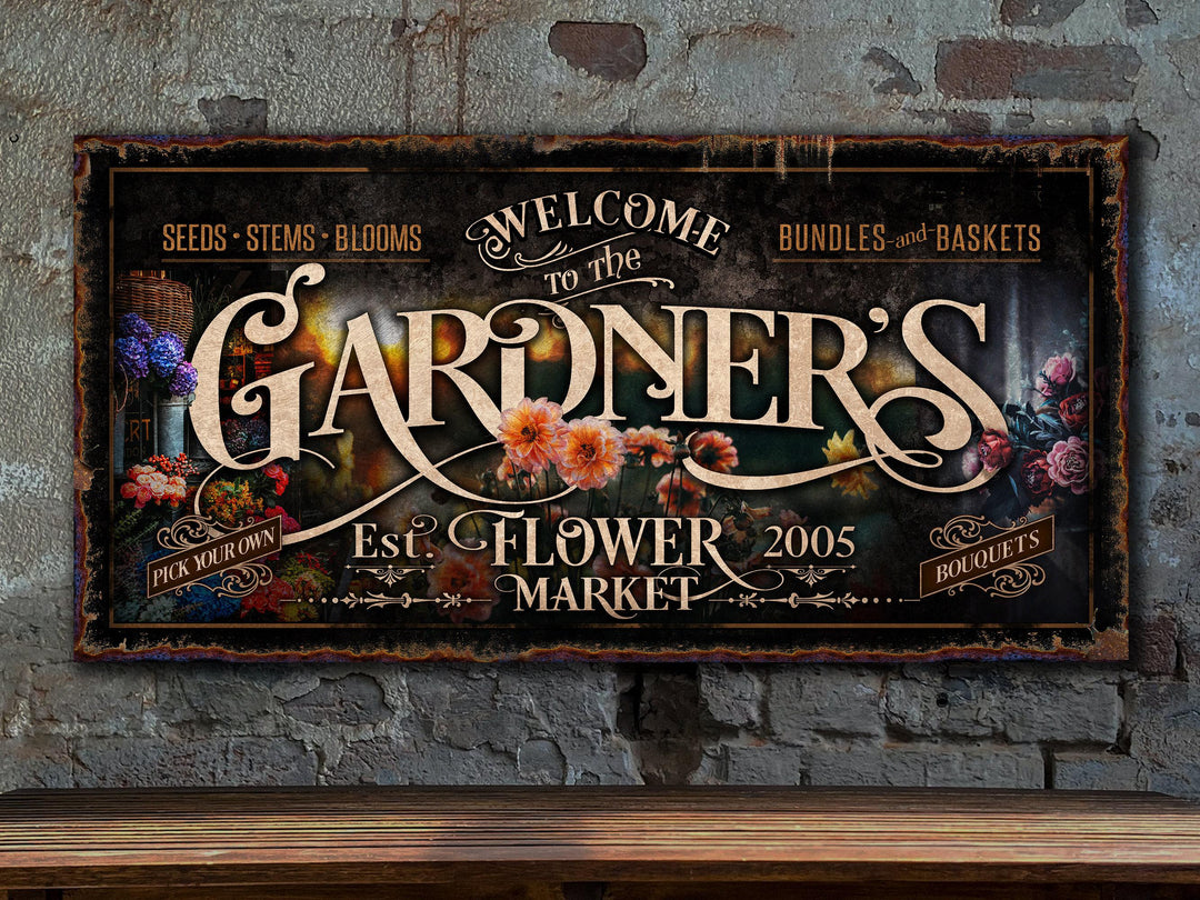 Personalized Flower Market Sign | Spring Flower Sign | Flower Shop Decor | Spring Flower Decor | Spring Wall Decor | Rustic Spring Decor