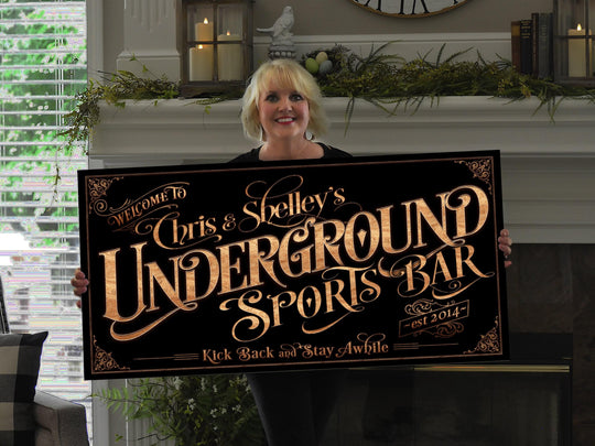 Personalized Sports Bar Sign - Metal or Canvas! | Custom Sports Bar Sign | Farmhouse Sign | Underground Bar | Customized Sports Bar Sign