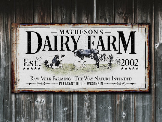 Dairy Farm Sign | Last Name Farmhouse Sign | Dairy Sign | Ranch House Plans | Farm Wall Decor | Distressed Sign