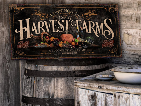 Harvest Farm Sign, Fall Signs, Fall Decor, Autumn Harvest Sign, Autumn Wall Decor, Personalized Fall Signs, Family Name Thanksgiving Sign