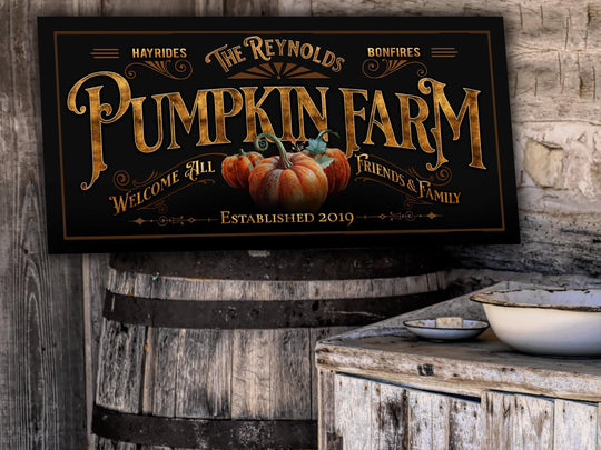 Pumpkin Farm Sign | Pumpkin Patch Sign | Vintage Texture Fall Decor | Autumn Vintage Sign | Farmhouse Wall Decor | Vintage Personalized Sign