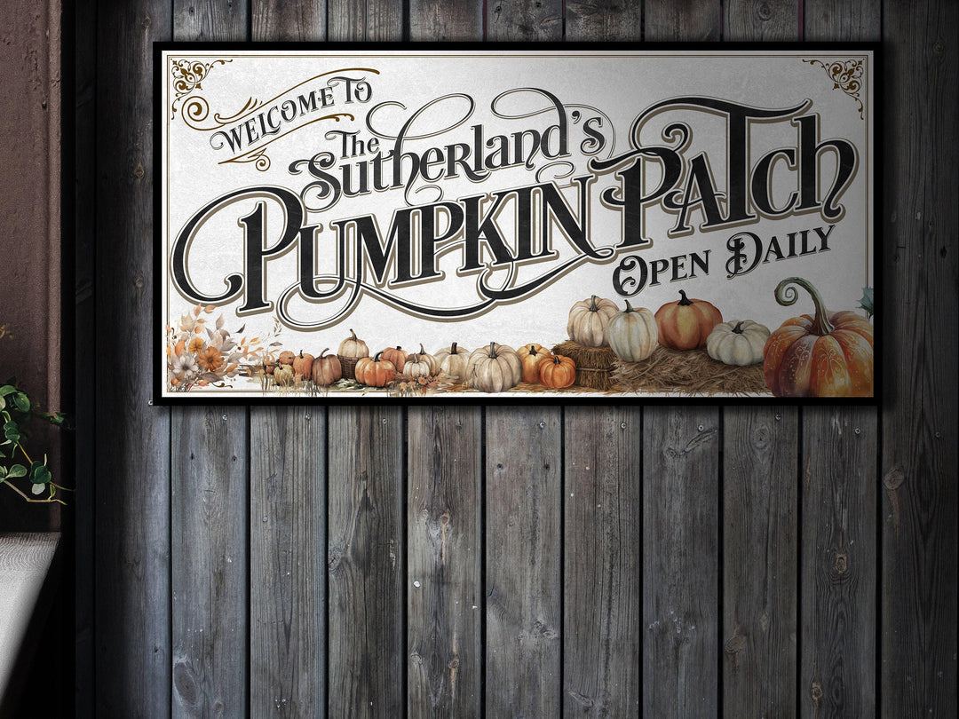 Pumpkin Patch Sign | Pumpkin Farm Sign | Personalized Fall Sign | Autumn Vintage Sign | Light Family Name Fall Sign | Autumn Pumpkin Decor