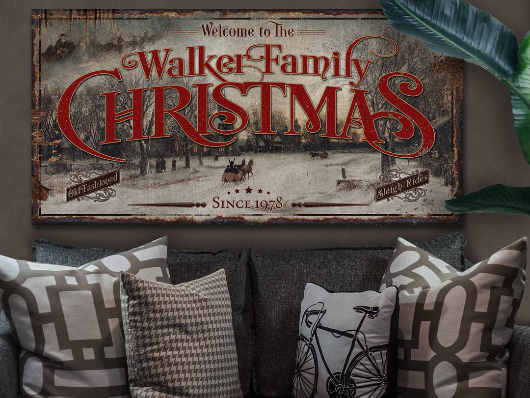 Family Name Christmas Sign | Santa Christmas Decor | Personalized Christmas Sign | Farmhouse Christmas | Farm Wall Decor | Distressed Sign
