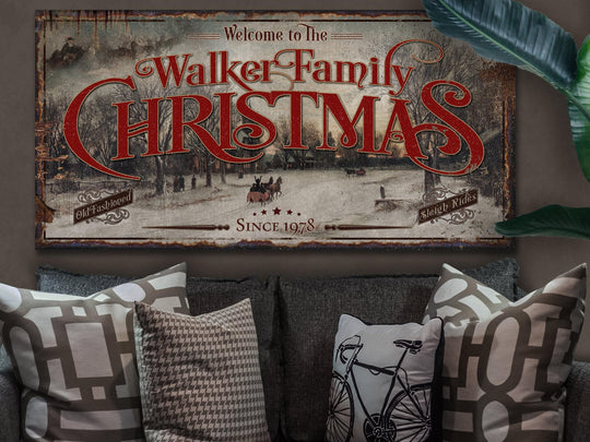 Family Name Christmas Sign | Santa Christmas Decor | Personalized Christmas Sign | Farmhouse Christmas | Farm Wall Decor | Distressed Sign