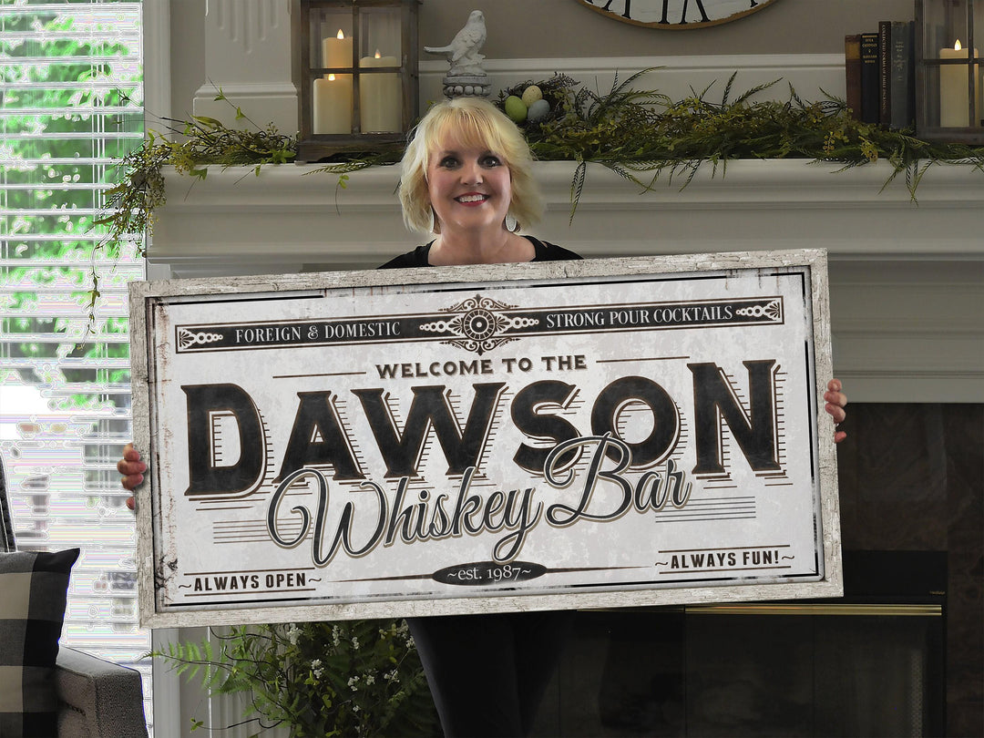 Personalized Whiskey Bar Sign - Metal or Canvas | Custom Whiskey Bar Sign | Personalized Family Whiskey Sign | Large Metal Wall Art