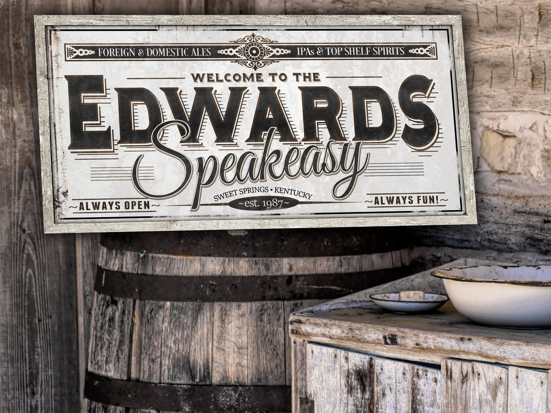 Personalized Speakeasy Sign - Metal or Canvas | Custom Speakeasy Sign | Large Personalized Family Speakeasy Sign | Large Metal Wall Art