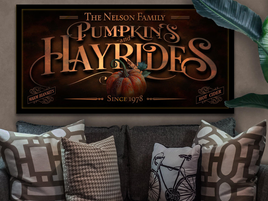Pumpkin Hayride Sign | Pumpkin Sign | Personalized Fall Sign | Autumn Pumpkin Sign | Custom Family Name Fall Sign | Autumn Pumpkin Decor