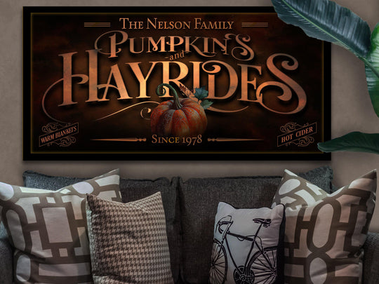 Pumpkin Hayride Sign | Pumpkin Sign | Personalized Fall Sign | Autumn Pumpkin Sign | Custom Family Name Fall Sign | Autumn Pumpkin Decor