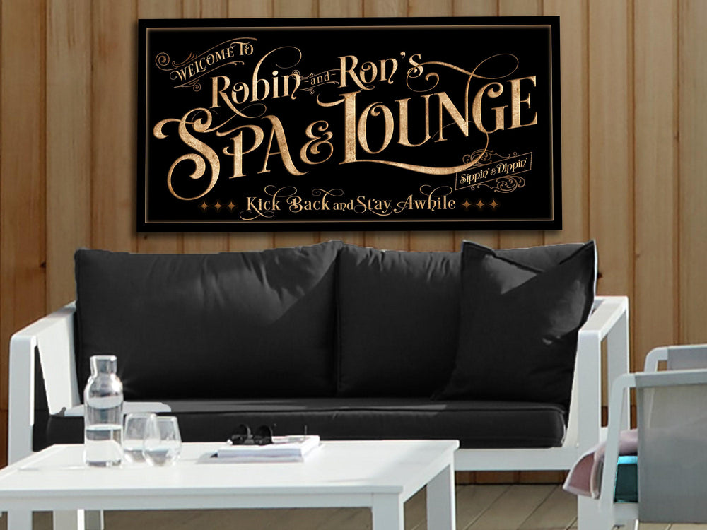Personalized Spa & Lounge on Metal or Canvas! | Custom Family Name Sign | Modern Farmhouse Sign | Summer Patio Decor | Custom Hot Tub Sign