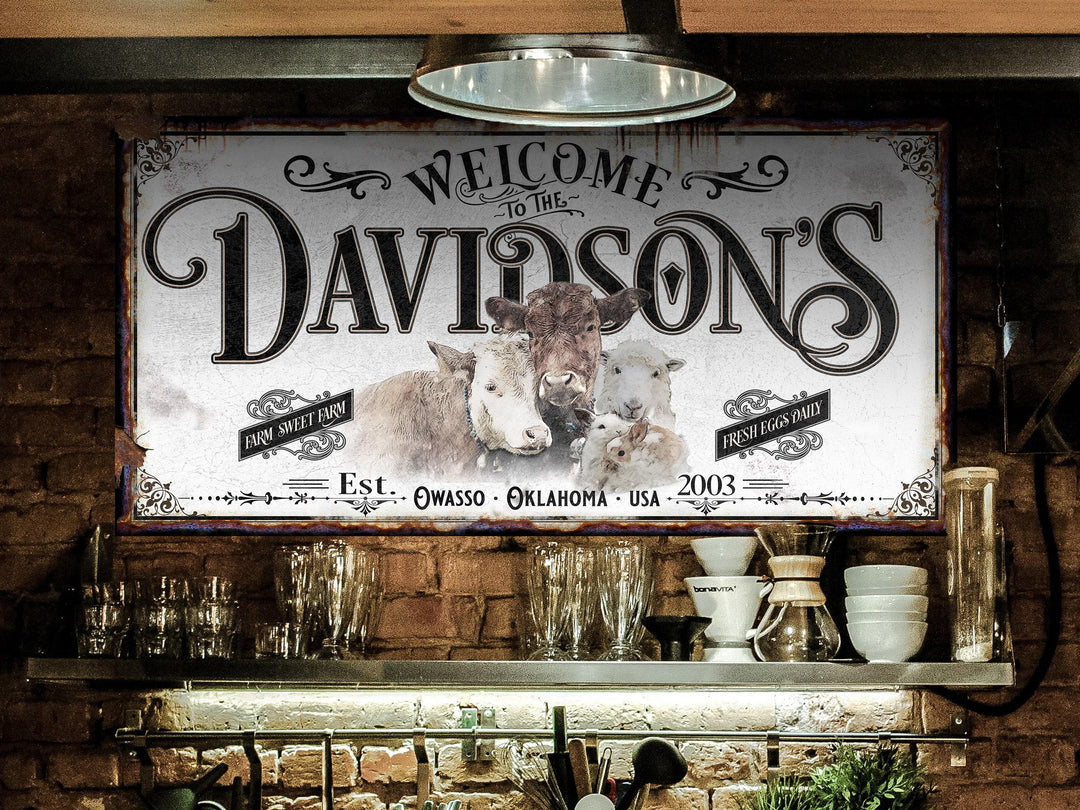 Family Name Farmhouse Sign | Personalized Farmhouse Sign | Last Name Established Signs | Vintage Name Sign | Farm Wall Decor | Home Decor