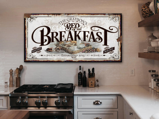 Bed and Breakfast Sign | Family Name Bed & Breakfast | Farmhouse Wall Decor with Established Date | Last Name | Farm Decor | Distressed Sign