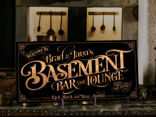 Personalized Basement Bar Sign - Metal or Canvas! | Custom Bar Sign | Modern Farmhouse Sign | Basement Bar Decor | Custom Basement Sign