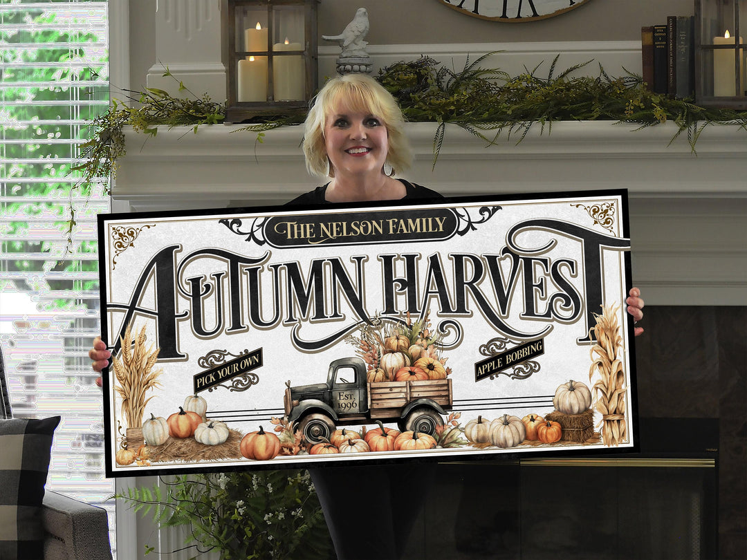 Autumn Harvest Sign | Fall Harvest Sign | Rustic Fall Decor | Autumn Vintage Sign | Farm Wall Decor | Personalized Pumpkin Harvest Sign