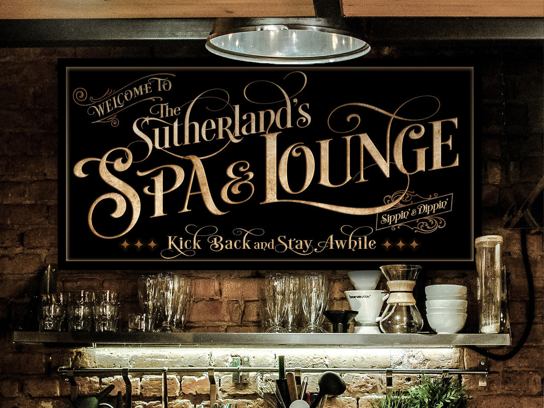 Personalized Spa & Lounge on Metal or Canvas! | Custom Family Name Sign | Modern Farmhouse Sign | Summer Patio Decor | Custom Hot Tub Sign