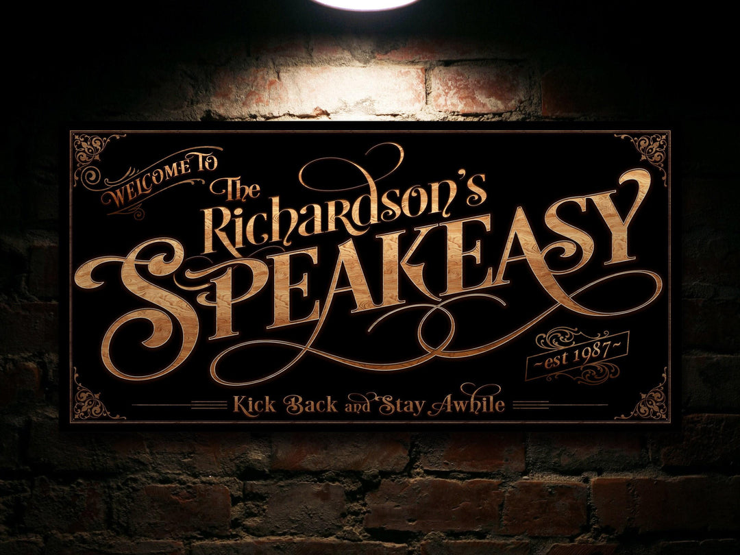 Personalized Speakeasy Sign - Metal or Canvas! | Custom Speakeasy Family Sign | Farmhouse Sign | Speakeasy Bar Decor | Customized Bar Sign