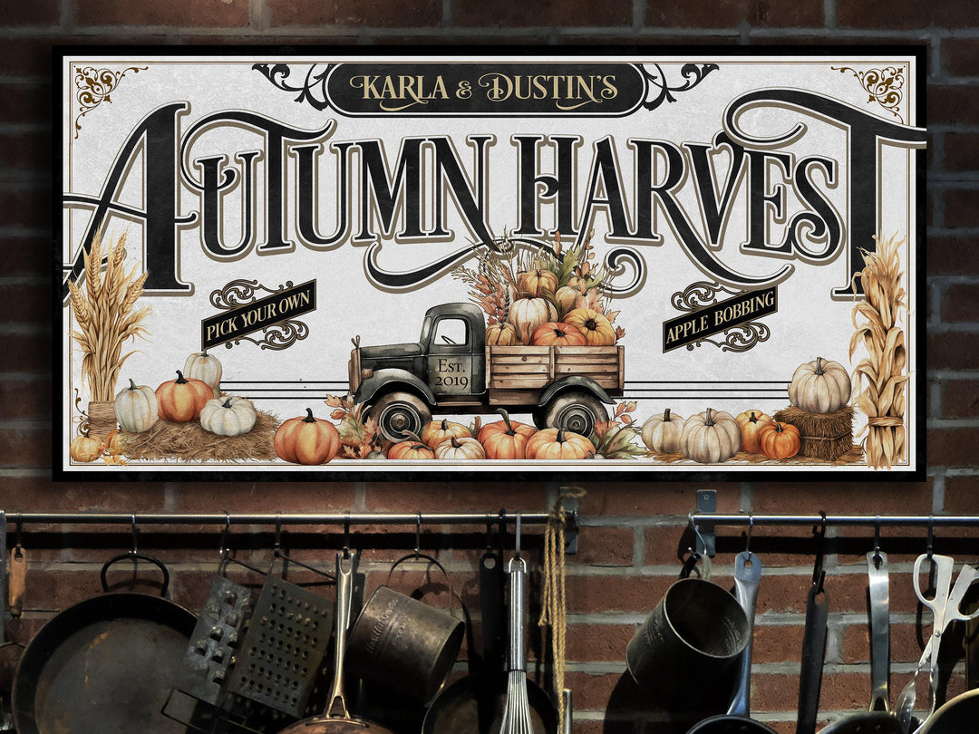 Autumn Harvest Sign | Fall Harvest Sign | Rustic Fall Decor | Autumn Vintage Sign | Farm Wall Decor | Personalized Pumpkin Harvest Sign