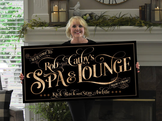 Personalized Spa & Lounge on Metal or Canvas! | Custom Family Name Sign | Modern Farmhouse Sign | Summer Patio Decor | Custom Hot Tub Sign