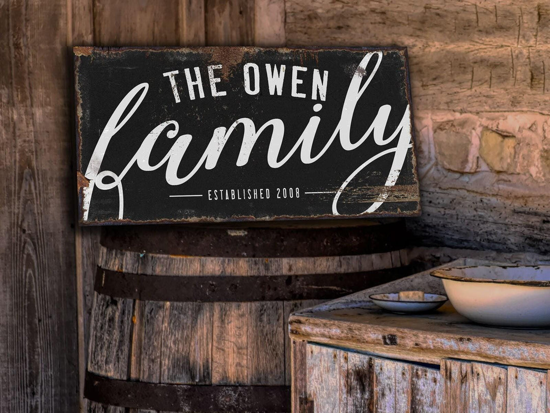 Dark Family Name Sign customized with established year
