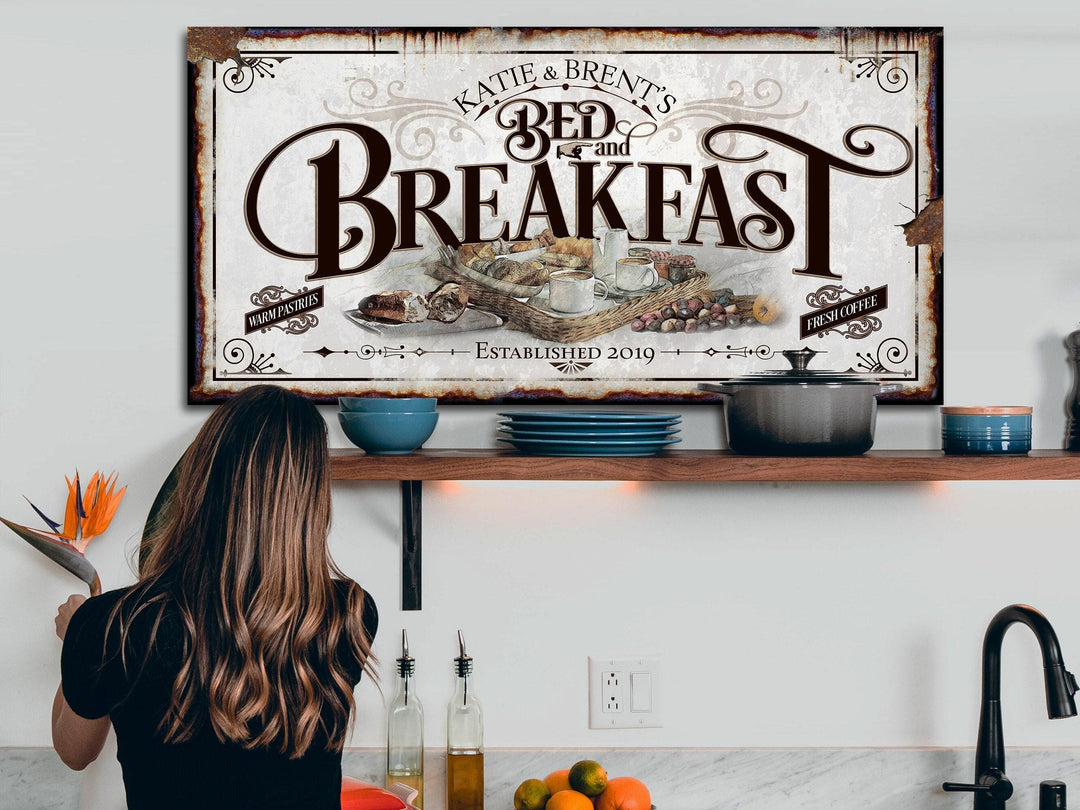 Bed and Breakfast Sign | Family Name Bed & Breakfast | Farmhouse Wall Decor with Established Date | Last Name | Farm Decor | Distressed Sign
