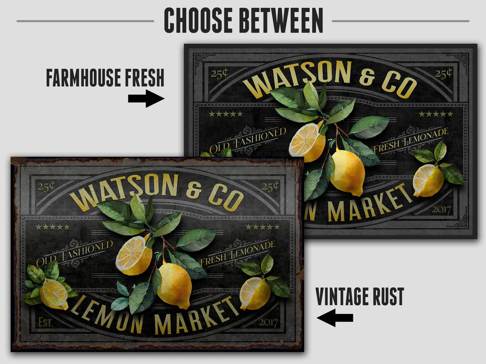 Lemon Decor | Lemon Sign | Lemon Market | Metal Decor | Porch Sign | Summer Sign | Family Name sign | Lemon