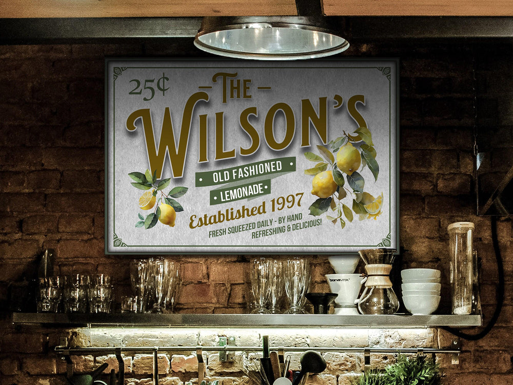 Lemon Decor | Lemon Sign | Old Fashioned Lemonade Personalized | Metal Decor | Porch Sign | Summer Sign | Family Name sign | Lemon