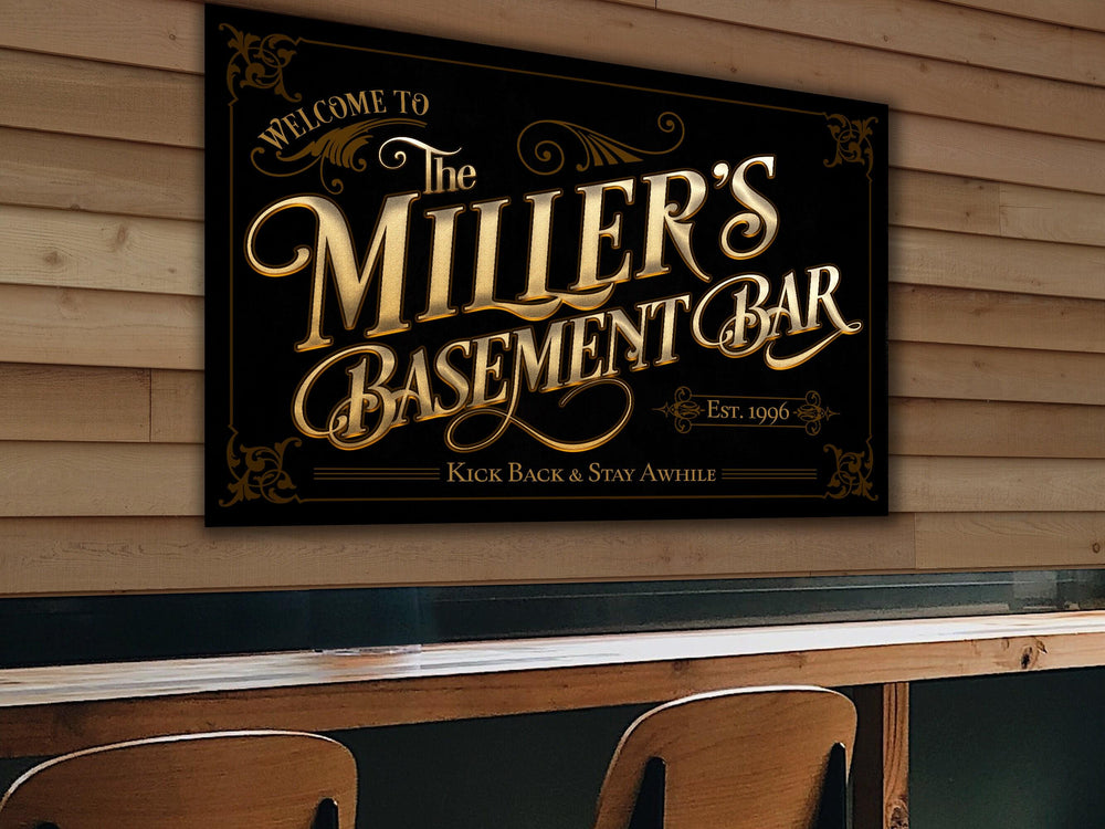 Basement Bar Sign | Family Name Basement Bar Sign | Custom Name Sign | Personalized Family Bar Sign | Basement Bar Wall Decor | Vintage Sign