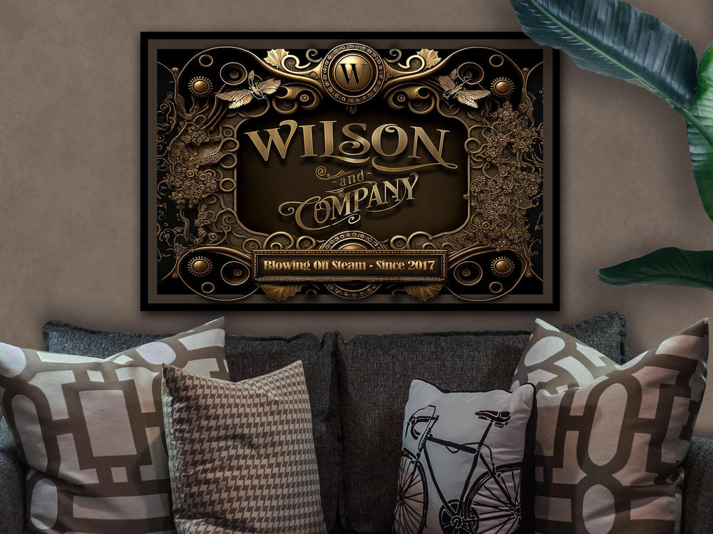 Personalized Steampunk Sign, Steampunk Wall Art, Steampunk Metal Wall Art, Family Name Sign, Steampunk Wall Decor, Canvas Sign, Metal Sign