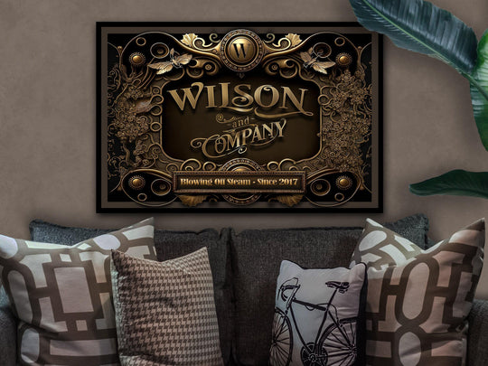 Personalized Steampunk Sign, Steampunk Wall Art, Steampunk Metal Wall Art, Family Name Sign, Steampunk Wall Decor, Canvas Sign, Metal Sign