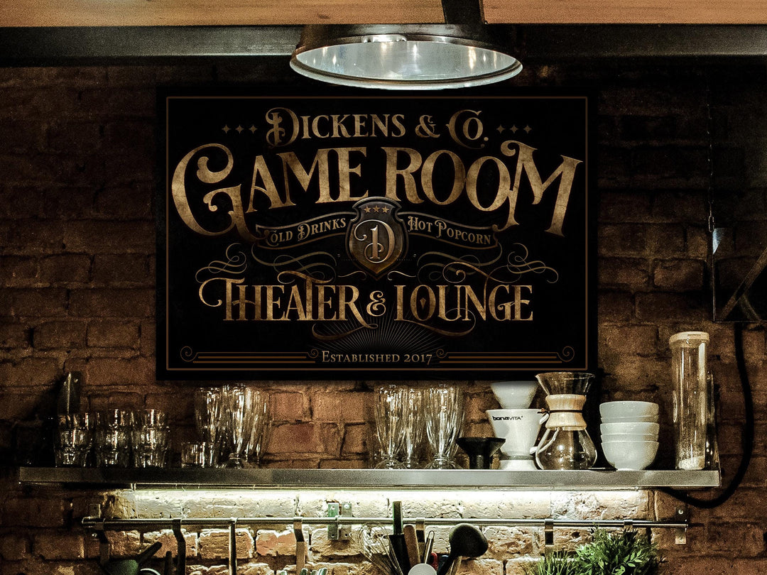 Personalized Home Theater Lounge | Theater and Lounge Sign | Family Theater Decor | Game Room Sign | Modern Farmhouse | Large Metal Sign