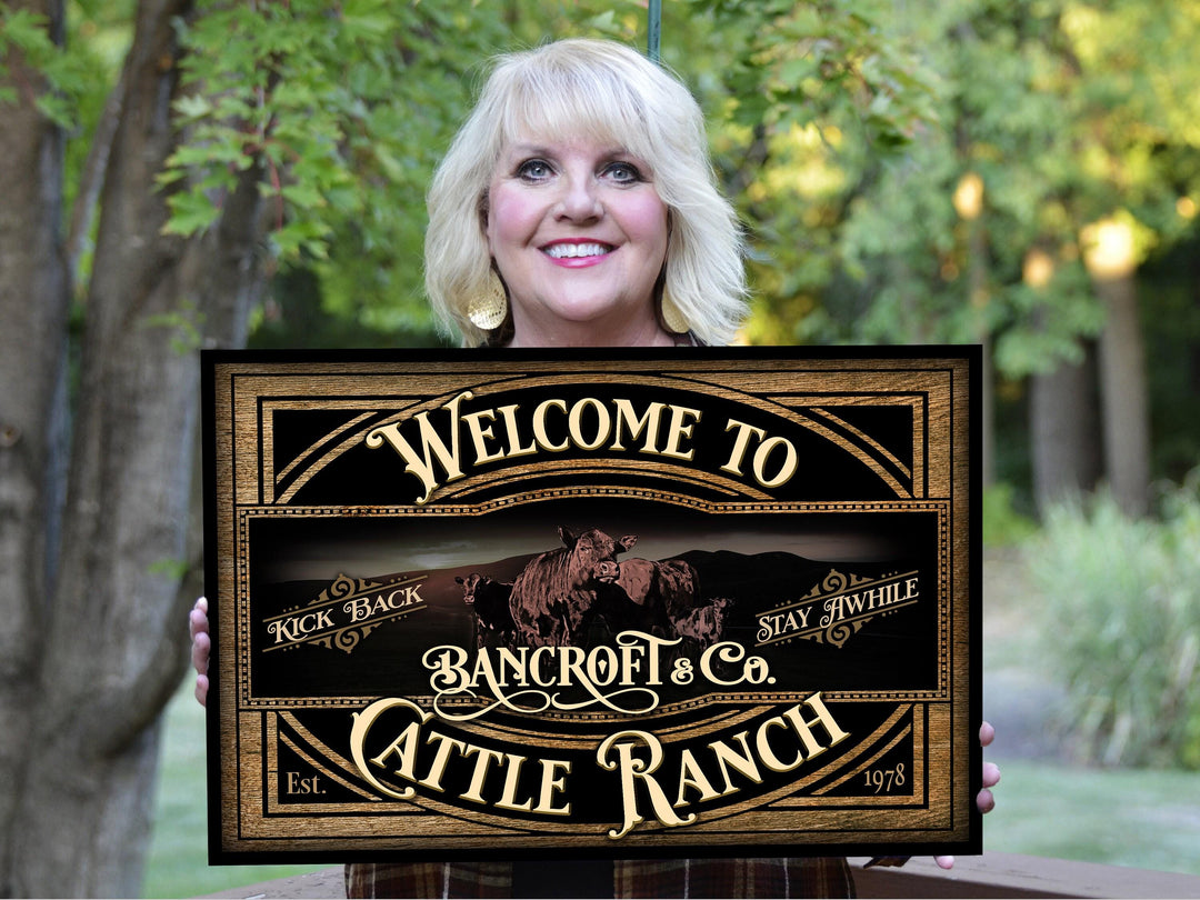Red Angus Cattle Sign | Red Angus Cattle Ranch Sign | Cattle Farm Sign | Vintage Angus Farm Sign | Farmhouse Cattle Sign | Metal Print