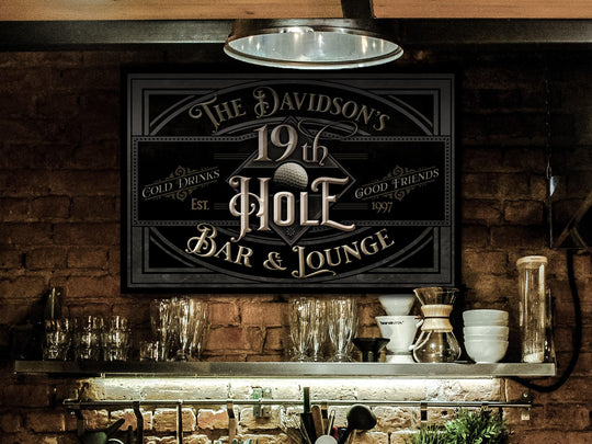 19th Hole Bar Sign | Personalized 19th Hole Sign | Golf Sign | Aluminum Golf Sign | Golf Lounge Sign | Metal Print
