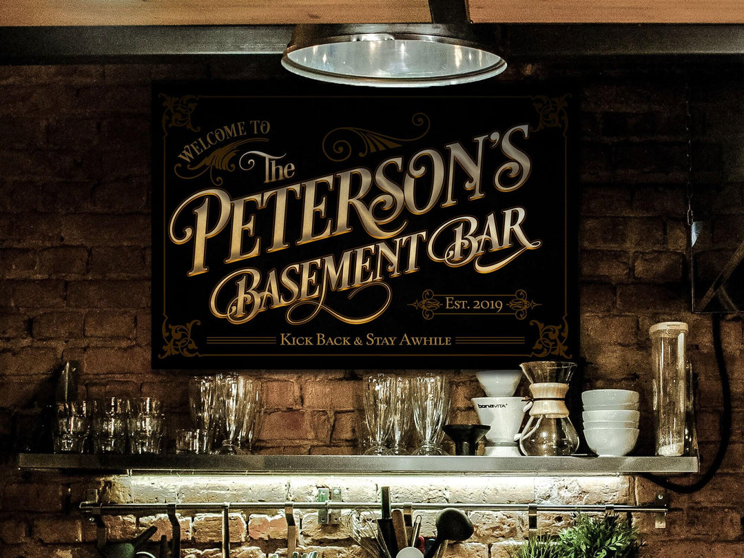 Basement Bar Sign | Family Name Basement Bar Sign | Custom Name Sign | Personalized Family Bar Sign | Basement Bar Wall Decor | Vintage Sign