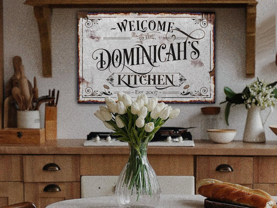 Personalized Family Kitchen Sign | Family Name Kitchen Sign | Welcome Sign | Farmhouse Wall Decor | Distressed Farmhouse Kitchen Sign