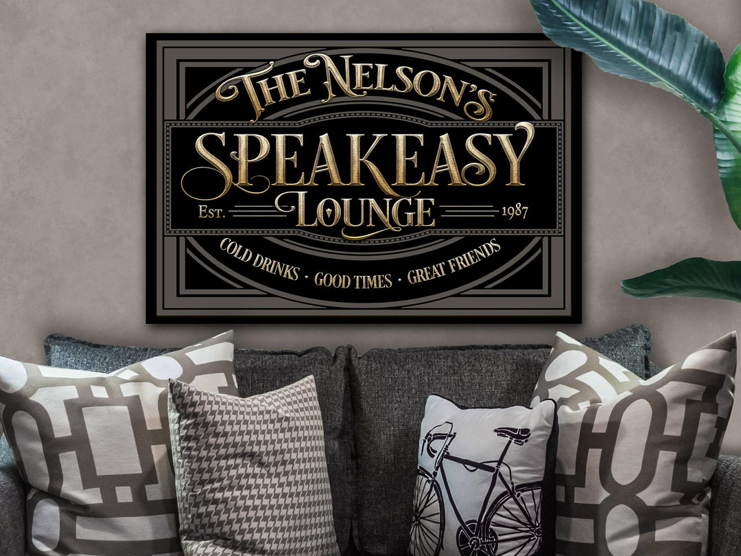 Speakeasy Sign, Speakeasy Decor, Personalized Bar Sign, Family Name Sign, Custom Bar Sign, Canvas Speakeasy Sign, Metal Speakeasy Sign
