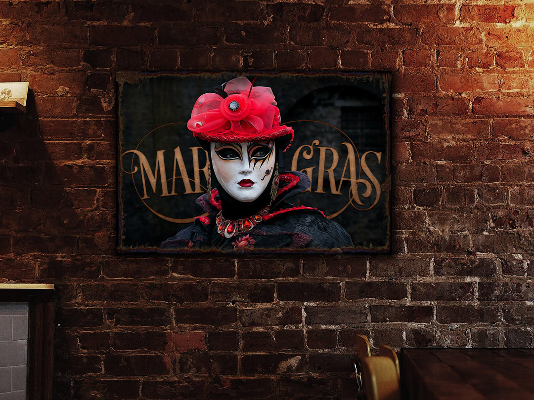 Mardi Gras Decor Sign | Mardi Gras Decorations | Mardi Gras Mask Decor | Urban Rust Mardi Gras | Distressed Mardi Gras 2023