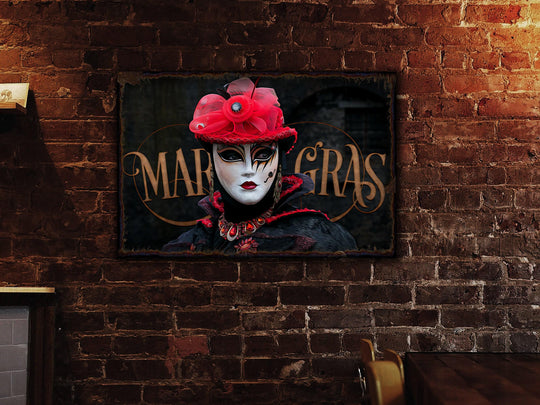 Mardi Gras Decor Sign | Mardi Gras Decorations | Mardi Gras Mask Decor | Urban Rust Mardi Gras | Distressed Mardi Gras 2023