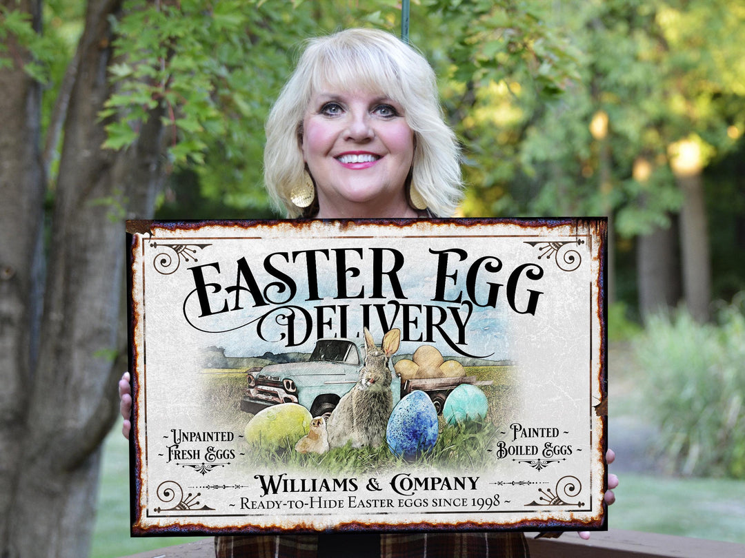 Easter Sign | Easter Decor | Easter Egg Sign | Vintage Easter Decor | Easter Bunny Decor | Custom Easter Sign | Family Name Sign