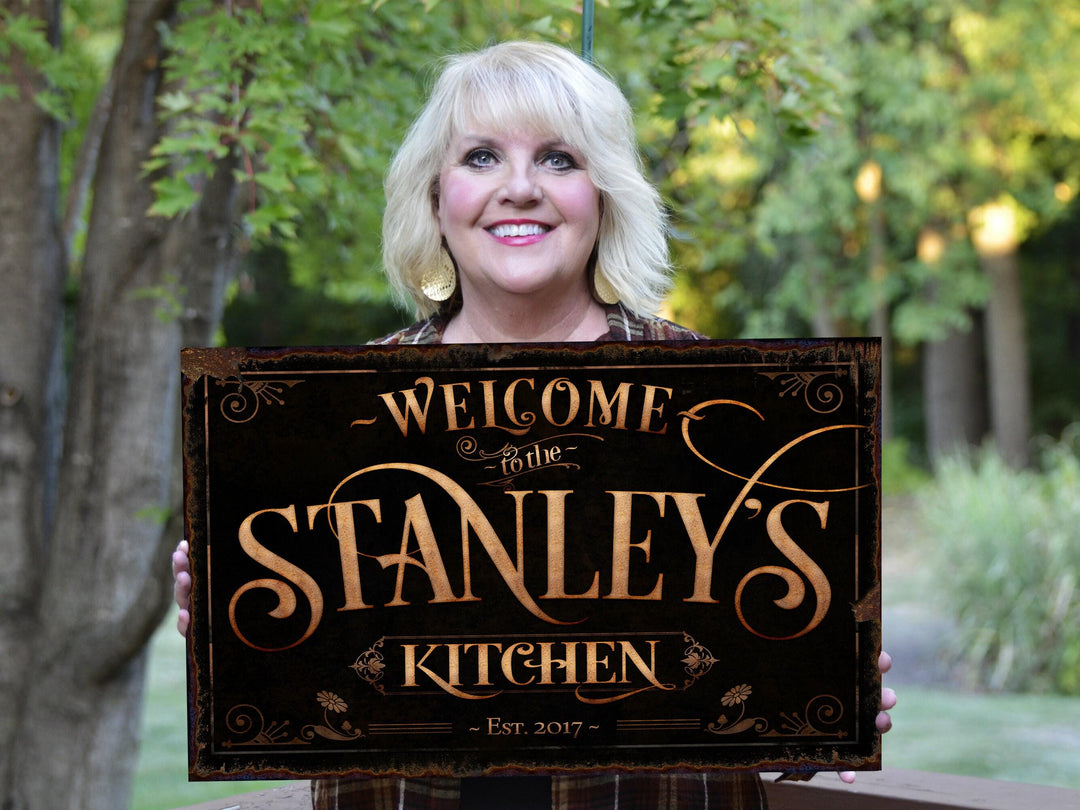 Personalized Family Name Kitchen Sign | Family Name Kitchen Sign | Welcome Sign | Farmhouse Wall Decor | Distressed Farmhouse Kitchen Sign