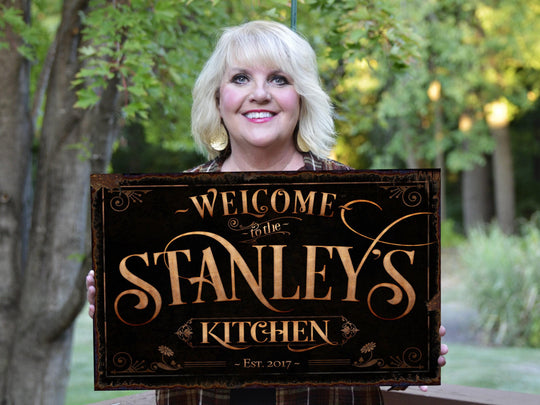 Personalized Family Name Kitchen Sign | Family Name Kitchen Sign | Welcome Sign | Farmhouse Wall Decor | Distressed Farmhouse Kitchen Sign