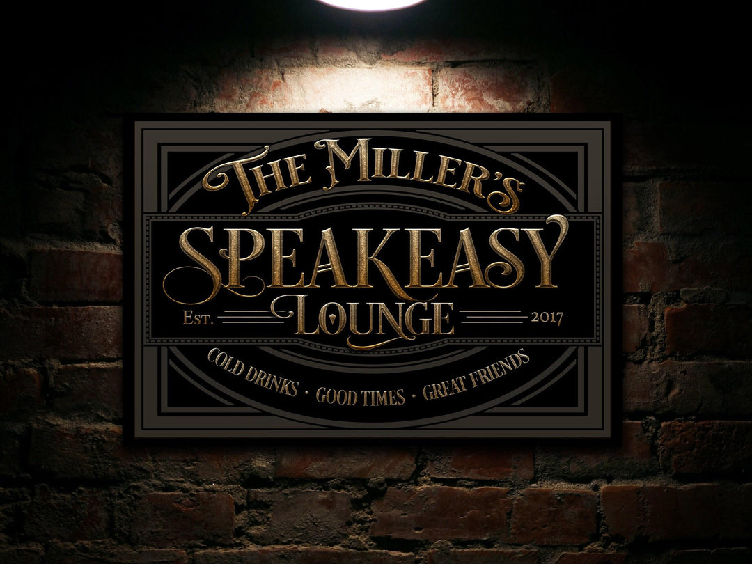 Speakeasy Sign, Speakeasy Decor, Personalized Bar Sign, Family Name Sign, Custom Bar Sign, Canvas Speakeasy Sign, Metal Speakeasy Sign
