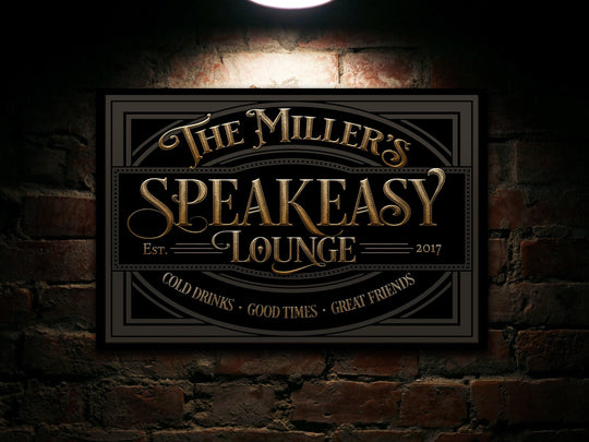 Speakeasy Sign, Speakeasy Decor, Personalized Bar Sign, Family Name Sign, Custom Bar Sign, Canvas Speakeasy Sign, Metal Speakeasy Sign