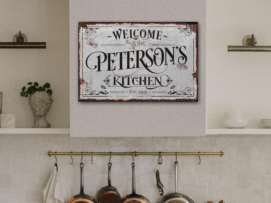 Personalized Family Kitchen Sign | Family Name Kitchen Sign | Welcome Sign | Farmhouse Wall Decor | Distressed Farmhouse Kitchen Sign