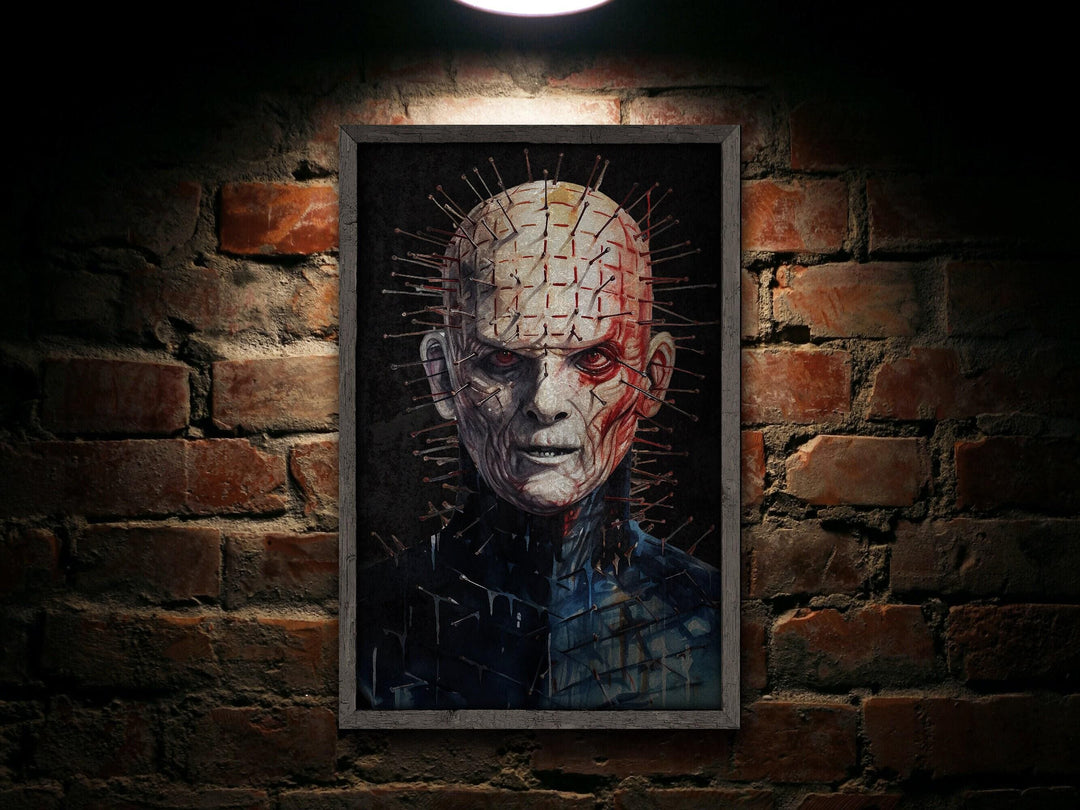 Pinhead Halloween Sign, Creepy Halloween Sign, Custom Halloween Sign, Scary Sign, Large Canvas or Metal