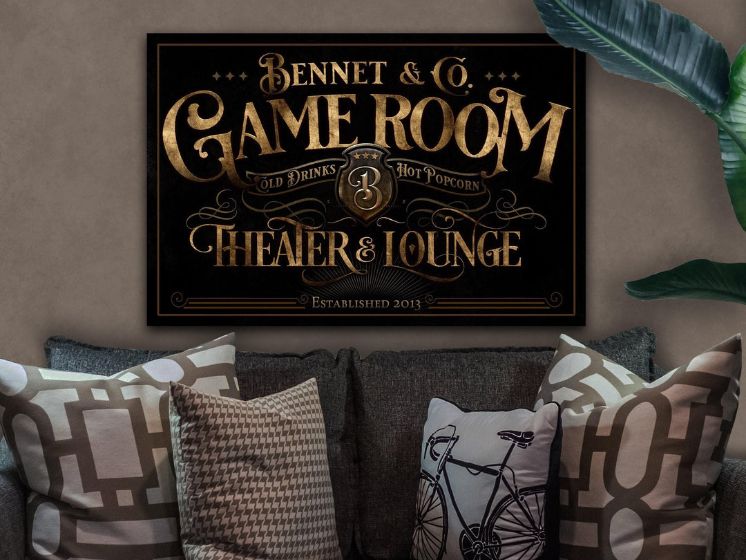 Personalized Game Room & Home Theater Sign