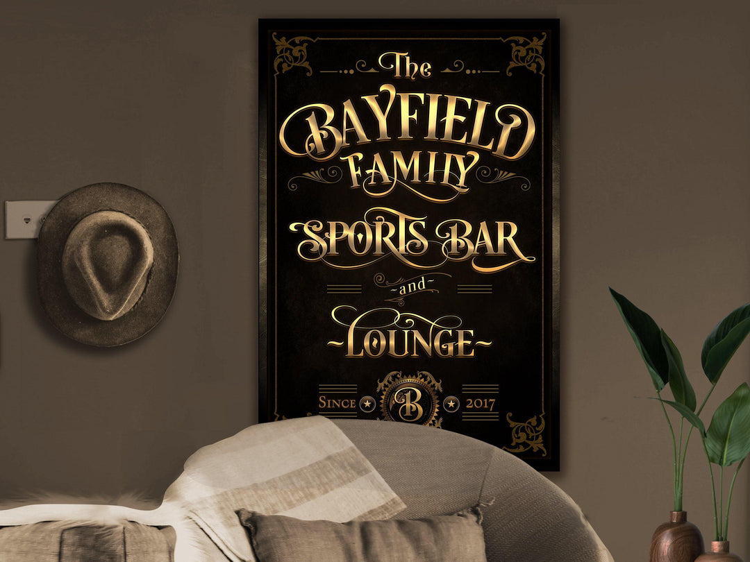 Family Sports Bar Sign, Vertical Sports Bar Wall Decor, Personalized Lounge Sign, Family Bar Sign, Family Name Sports, Large Canvas or Metal