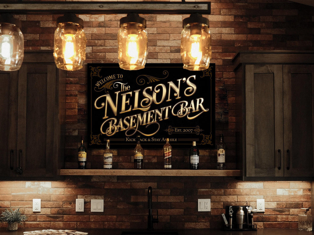 Basement Bar Sign | Family Name Basement Bar Sign | Custom Name Sign | Personalized Family Bar Sign | Basement Bar Wall Decor | Vintage Sign