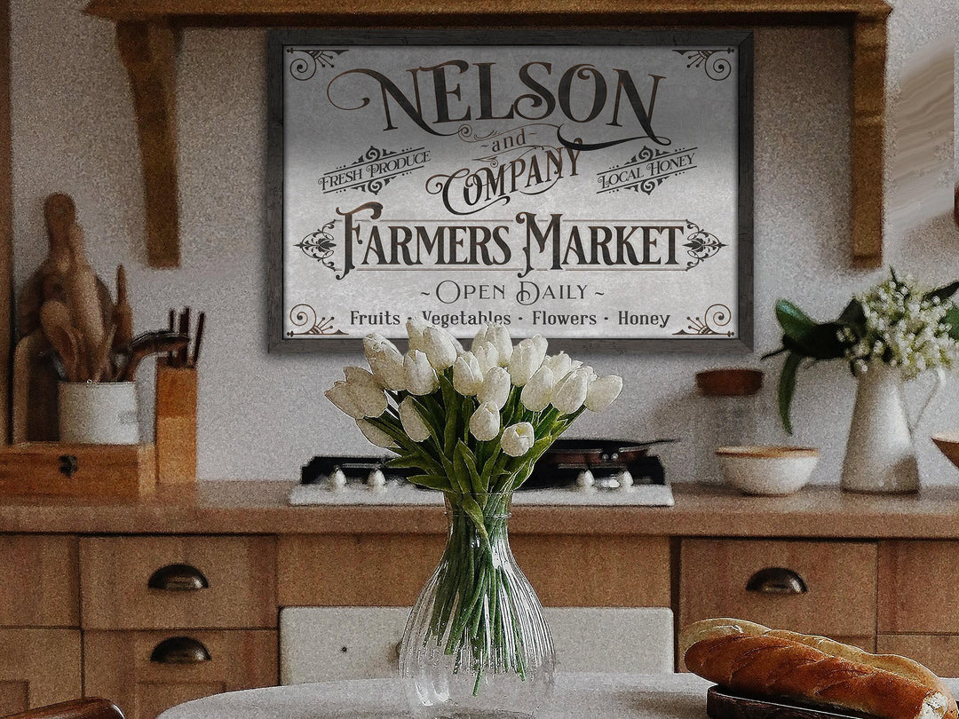 Personalized Farmers Market Sign | Family Name Garden Sign | Vegetable Fruit Sign | Family Market Sign | Farmhouse Decor | Local Honey Sign