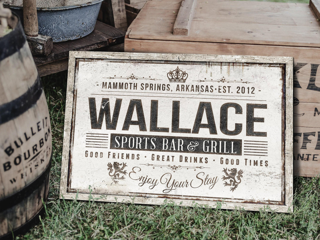 Custom Sports Bar and Grill Sign | Sports Bar Sign | Porch Bar & Grill Sign | Family Name Sign | Modern Farmhouse Decor | Large Metal Sign