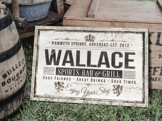 Custom Sports Bar and Grill Sign | Sports Bar Sign | Porch Bar & Grill Sign | Family Name Sign | Modern Farmhouse Decor | Large Metal Sign