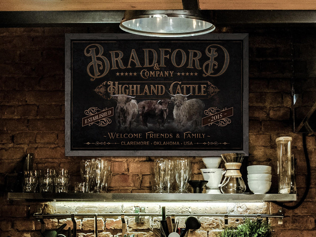 Highland Cattle Sign | Highland Cattle Ranch Sign | Cattle Farm Sign | Vintage Highland Farm Sign | Farmhouse Cattle Sign | Metal Print